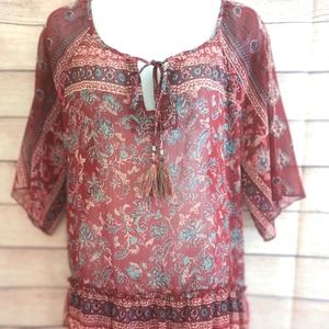 Sheer Boho Knox Rose blouse